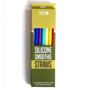 Set of 6 Wide Silicone Smoothie Straws Reusable Eco new BPA Free dishwasher safe